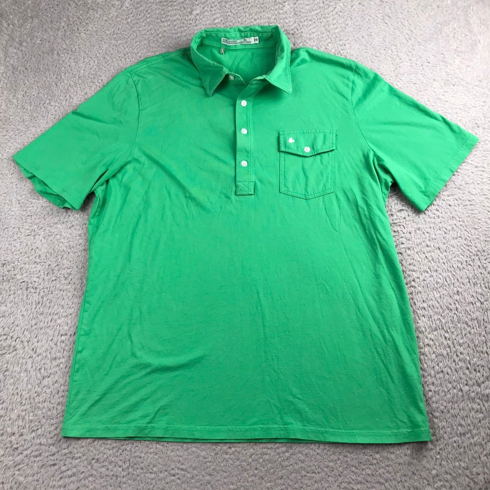 Criquet‎ Performance Golf Polo Shirt Mens XL Green Pima Cotton Lucky Clover Logo